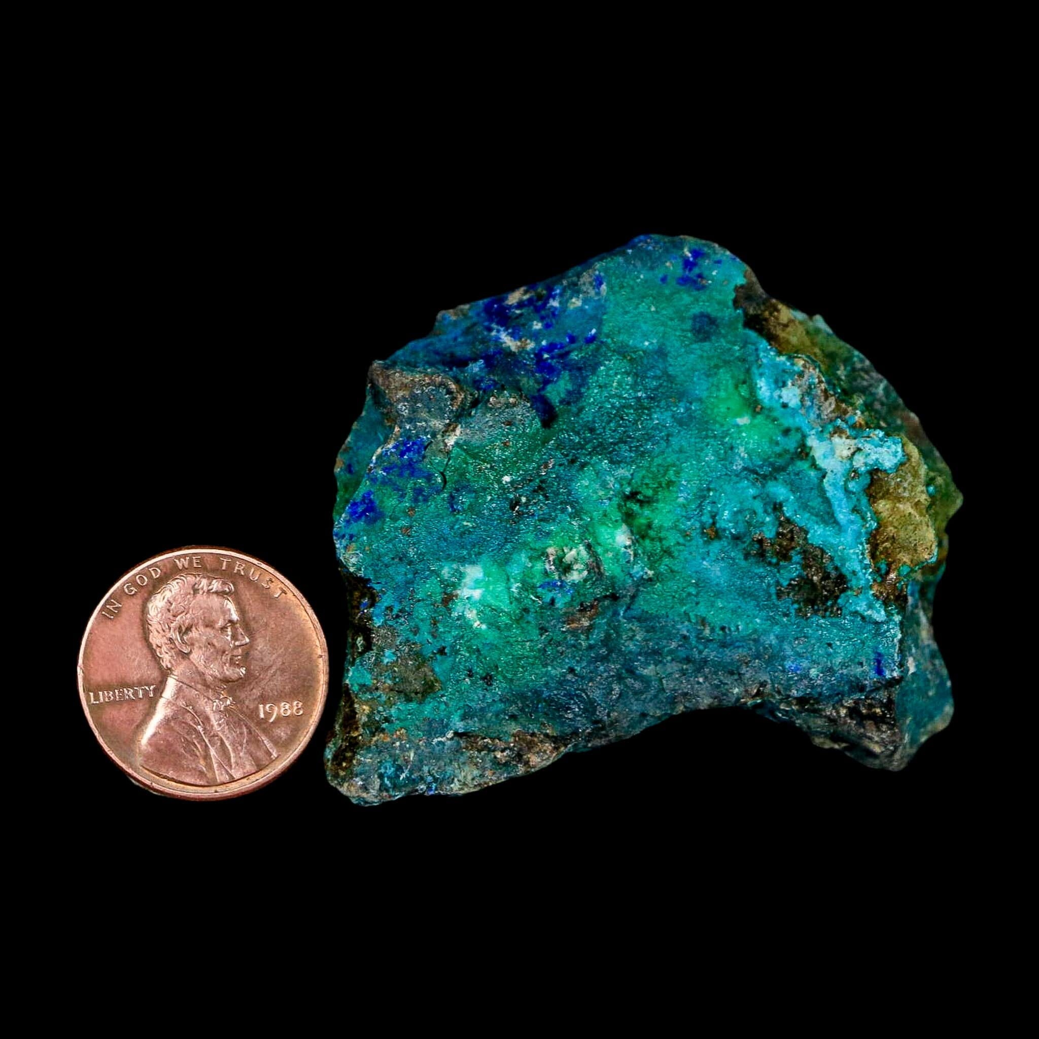 2.1" Azurite, Chrysocolla And Malachite Crystal Mineral Specimen On Matrix From Peru - Fossil Age Minerals