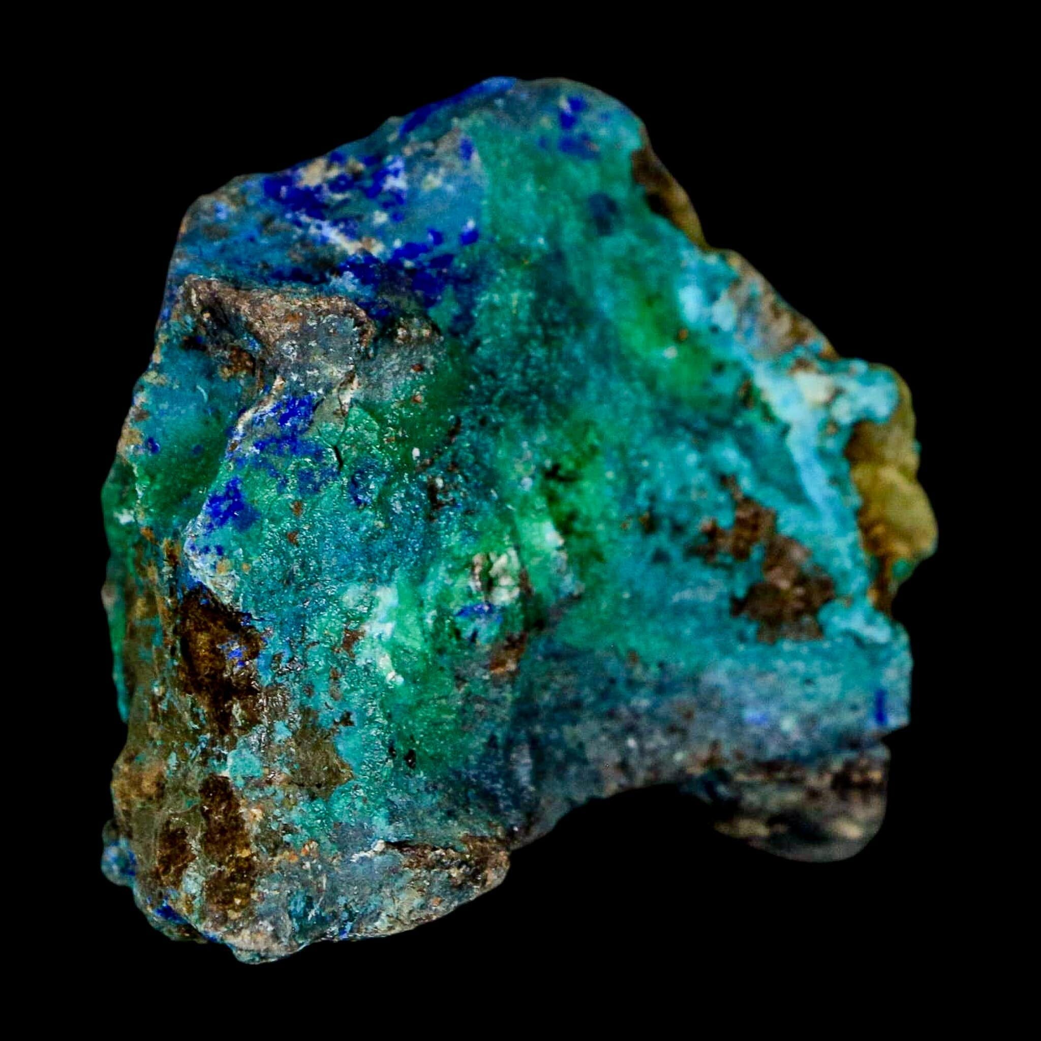 2.1" Azurite, Chrysocolla And Malachite Crystal Mineral Specimen On Matrix From Peru - Fossil Age Minerals