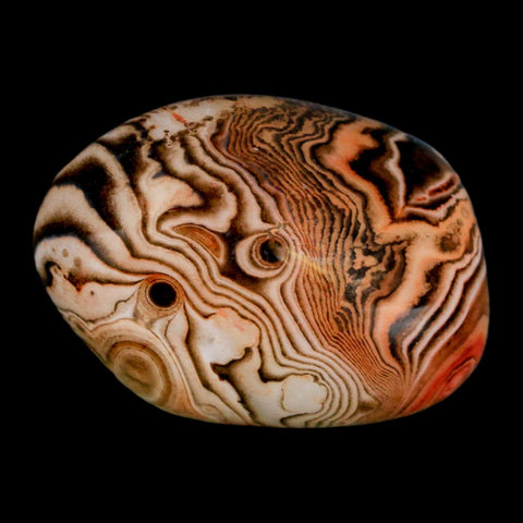1.9" Natural Polished Red Silk Banded Agate Chalcedony Mineral Specimen - Fossil Age Minerals