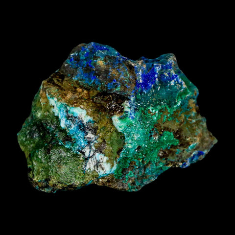 2.1" Azurite, Chrysocolla And Malachite Crystal Mineral Specimen On Matrix From Peru
