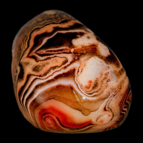 1.9" Natural Polished Red Silk Banded Agate Chalcedony Mineral Specimen - Fossil Age Minerals