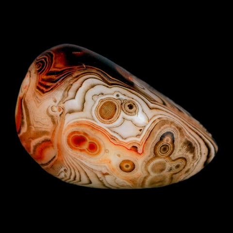1.9" Natural Polished Red Silk Banded Agate Chalcedony Mineral Specimen - Fossil Age Minerals