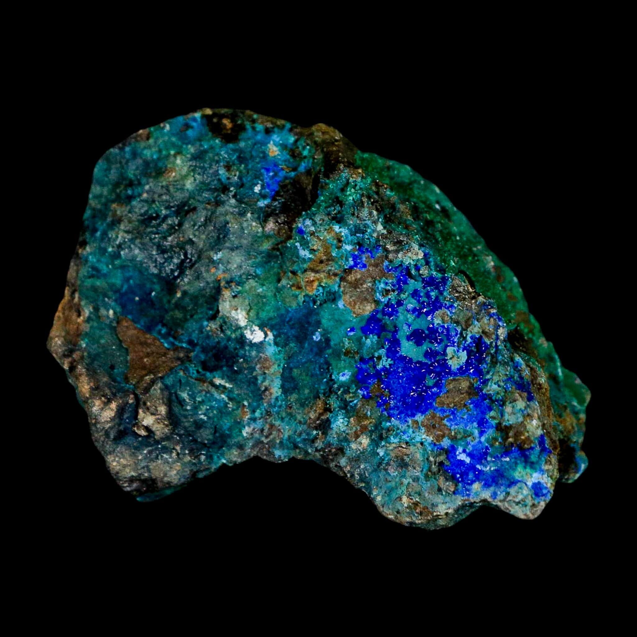 2.1" Azurite, Chrysocolla And Malachite Crystal Mineral Specimen On Matrix From Peru - Fossil Age Minerals