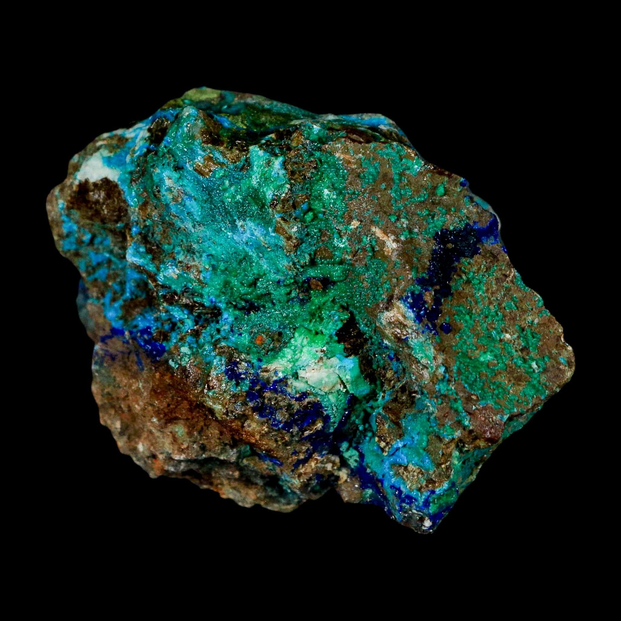 2.5" Azurite, Chrysocolla And Malachite Crystal Mineral Specimen On Matrix From Peru - Fossil Age Minerals