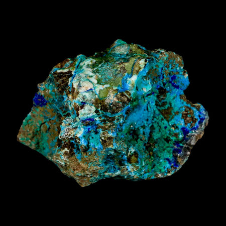 2.5" Azurite, Chrysocolla And Malachite Crystal Mineral Specimen On Matrix From Peru