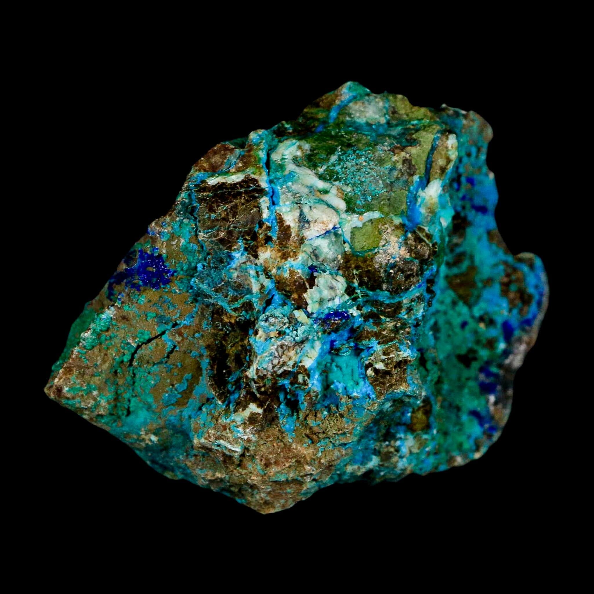 2.5" Azurite, Chrysocolla And Malachite Crystal Mineral Specimen On Matrix From Peru - Fossil Age Minerals