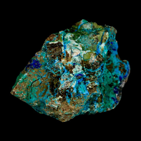2.5" Azurite, Chrysocolla And Malachite Crystal Mineral Specimen On Matrix From Peru