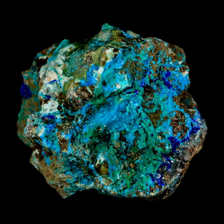 2.5" Azurite, Chrysocolla And Malachite Crystal Mineral Specimen On Matrix From Peru