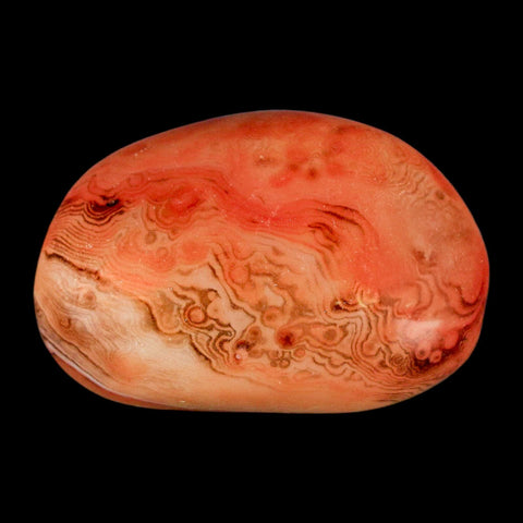 1.9" Natural Polished Red Silk Banded Agate Chalcedony Mineral Specimen - Fossil Age Minerals