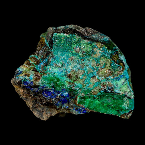 2" Azurite, Chrysocolla And Malachite Crystal Mineral Specimen On Matrix From Peru