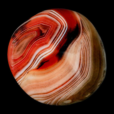 1.8" Natural Polished Red Silk Banded Agate Chalcedony Mineral Specimen - Fossil Age Minerals