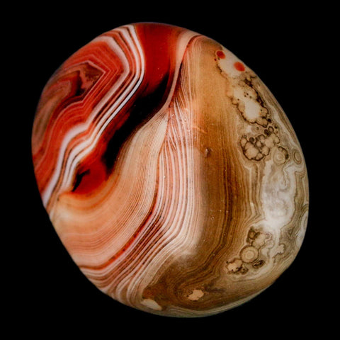 1.8" Natural Polished Red Silk Banded Agate Chalcedony Mineral Specimen - Fossil Age Minerals