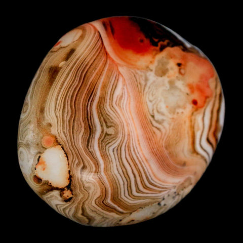 1.8" Natural Polished Red Silk Banded Agate Chalcedony Mineral Specimen - Fossil Age Minerals