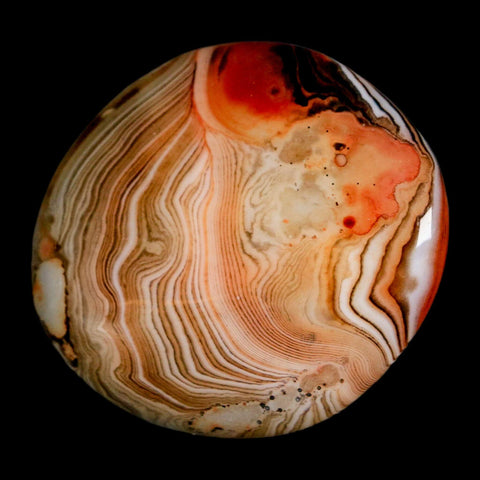 1.8" Natural Polished Red Silk Banded Agate Chalcedony Mineral Specimen - Fossil Age Minerals