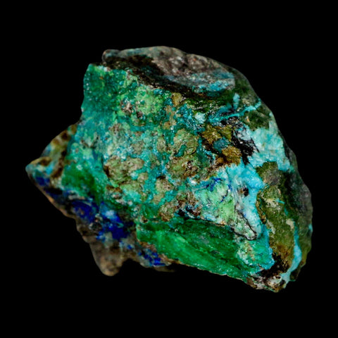 2" Azurite, Chrysocolla And Malachite Crystal Mineral Specimen On Matrix From Peru