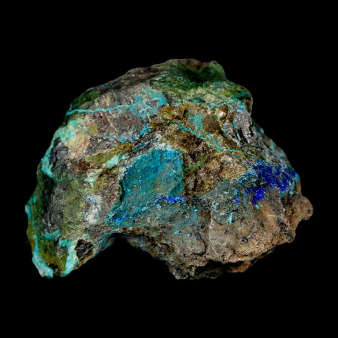 2" Azurite, Chrysocolla And Malachite Crystal Mineral Specimen On Matrix From Peru