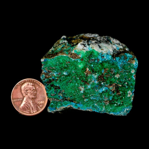 1.9" Chrysocolla And Malachite Crystal Mineral Specimen On Matrix From Peru
