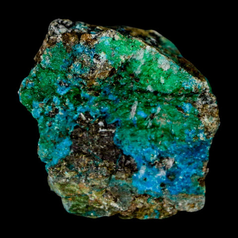 1.9" Chrysocolla And Malachite Crystal Mineral Specimen On Matrix From Peru