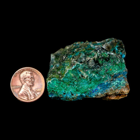 1.7" Chrysocolla And Malachite Crystal Mineral Specimen On Matrix From Peru