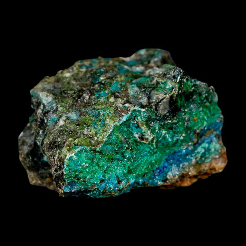 1.7" Chrysocolla And Malachite Crystal Mineral Specimen On Matrix From Peru