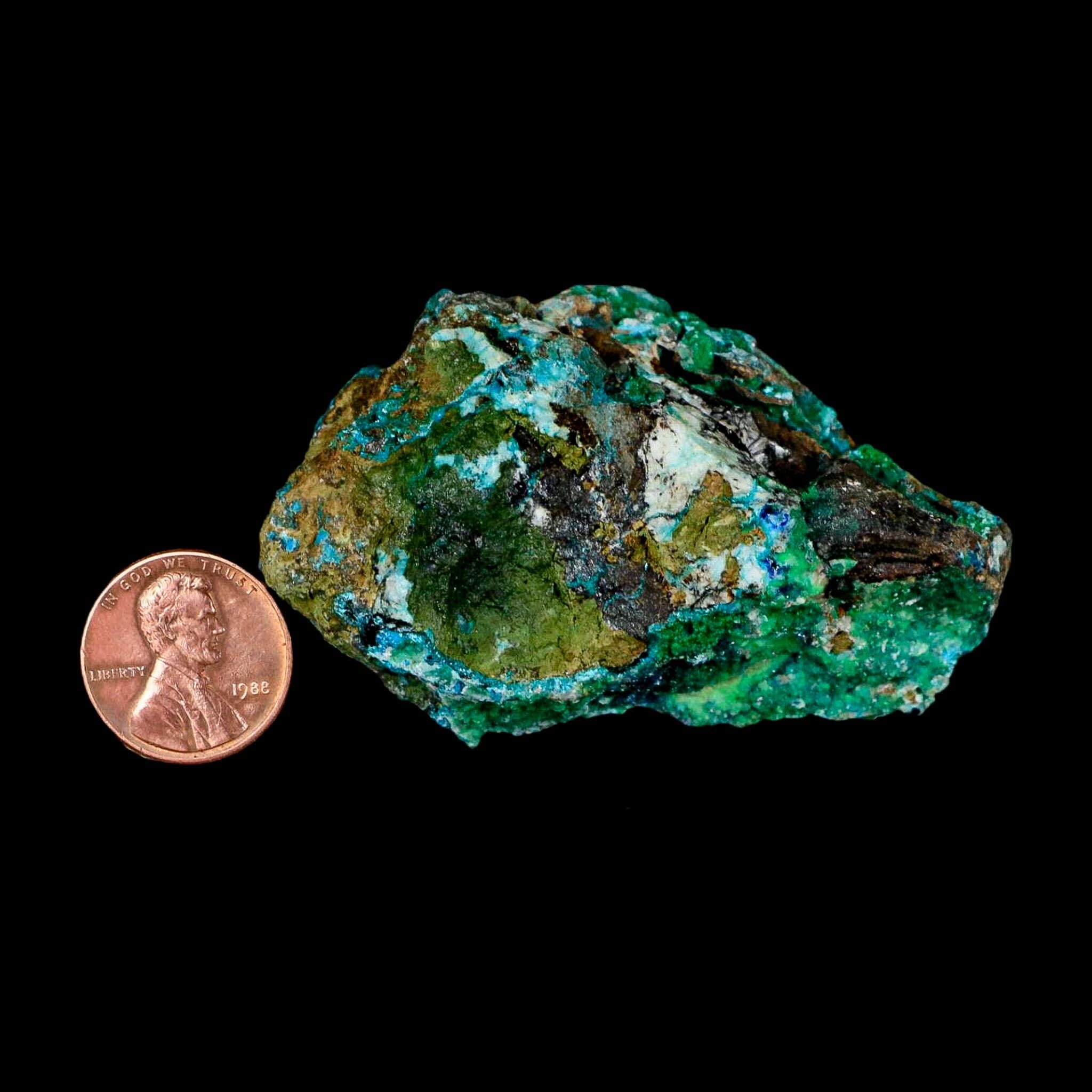 2.6" Chrysocolla And Malachite Crystal Mineral Specimen On Matrix From Peru - Fossil Age Minerals