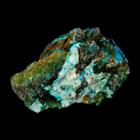 2.6" Chrysocolla And Malachite Crystal Mineral Specimen On Matrix From Peru