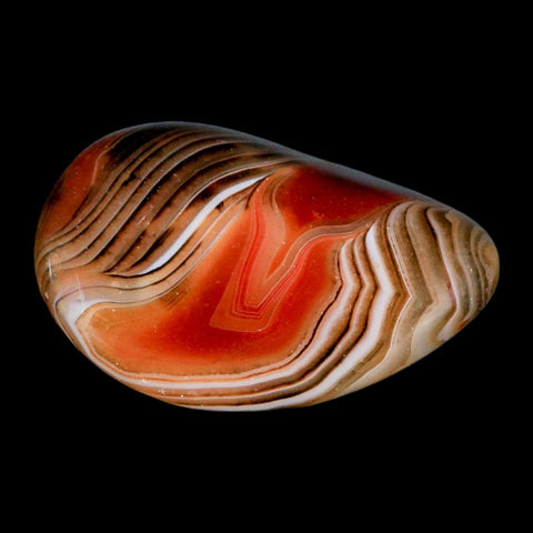 2" Natural Polished Red Silk Banded Agate Chalcedony Mineral Specimen - Fossil Age Minerals