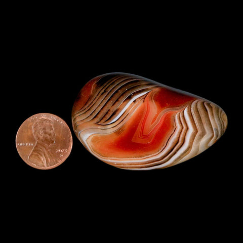 2" Natural Polished Red Silk Banded Agate Chalcedony Mineral Specimen - Fossil Age Minerals