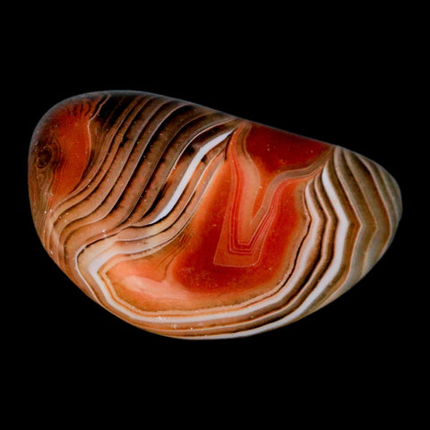 2" Natural Polished Red Silk Banded Agate Chalcedony Mineral Specimen - Fossil Age Minerals