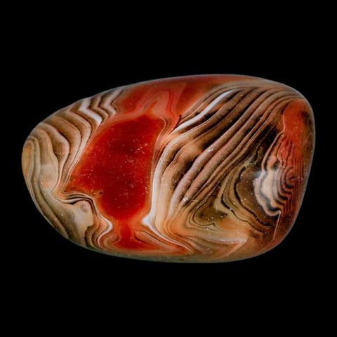 2" Natural Polished Red Silk Banded Agate Chalcedony Mineral Specimen - Fossil Age Minerals