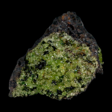 2.4" Emerald Peridot Crystals, Chrome Diopside And Spinel On Volcanic Rock Gila, AZ