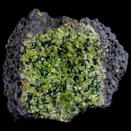 XL 4" Emerald Peridot Crystals, Chrome Diopside And Spinel On Volcanic Rock Gila, AZ