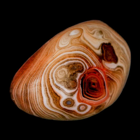 1.7" Natural Polished Red Silk Banded Agate Chalcedony Mineral Specimen - Fossil Age Minerals
