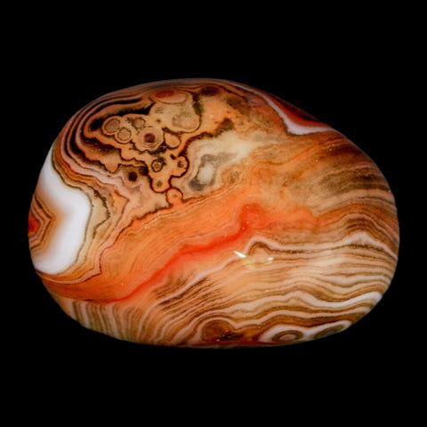 1.7" Natural Polished Red Silk Banded Agate Chalcedony Mineral Specimen - Fossil Age Minerals