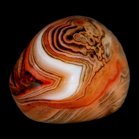 1.7" Natural Polished Red Silk Banded Agate Chalcedony Mineral Specimen - Fossil Age Minerals