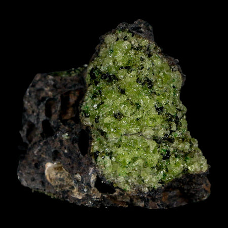 2.3" Emerald Peridot Crystals, Chrome Diopside And Spinel On Volcanic Rock Gila, AZ