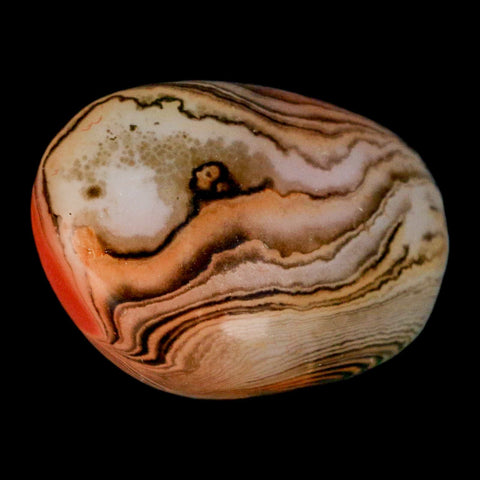 1.8" Natural Polished Red Silk Banded Agate Chalcedony Mineral Specimen - Fossil Age Minerals