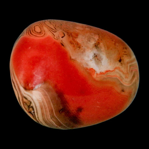 1.8" Natural Polished Red Silk Banded Agate Chalcedony Mineral Specimen - Fossil Age Minerals