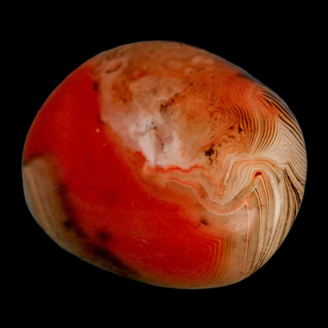1.8" Natural Polished Red Silk Banded Agate Chalcedony Mineral Specimen - Fossil Age Minerals