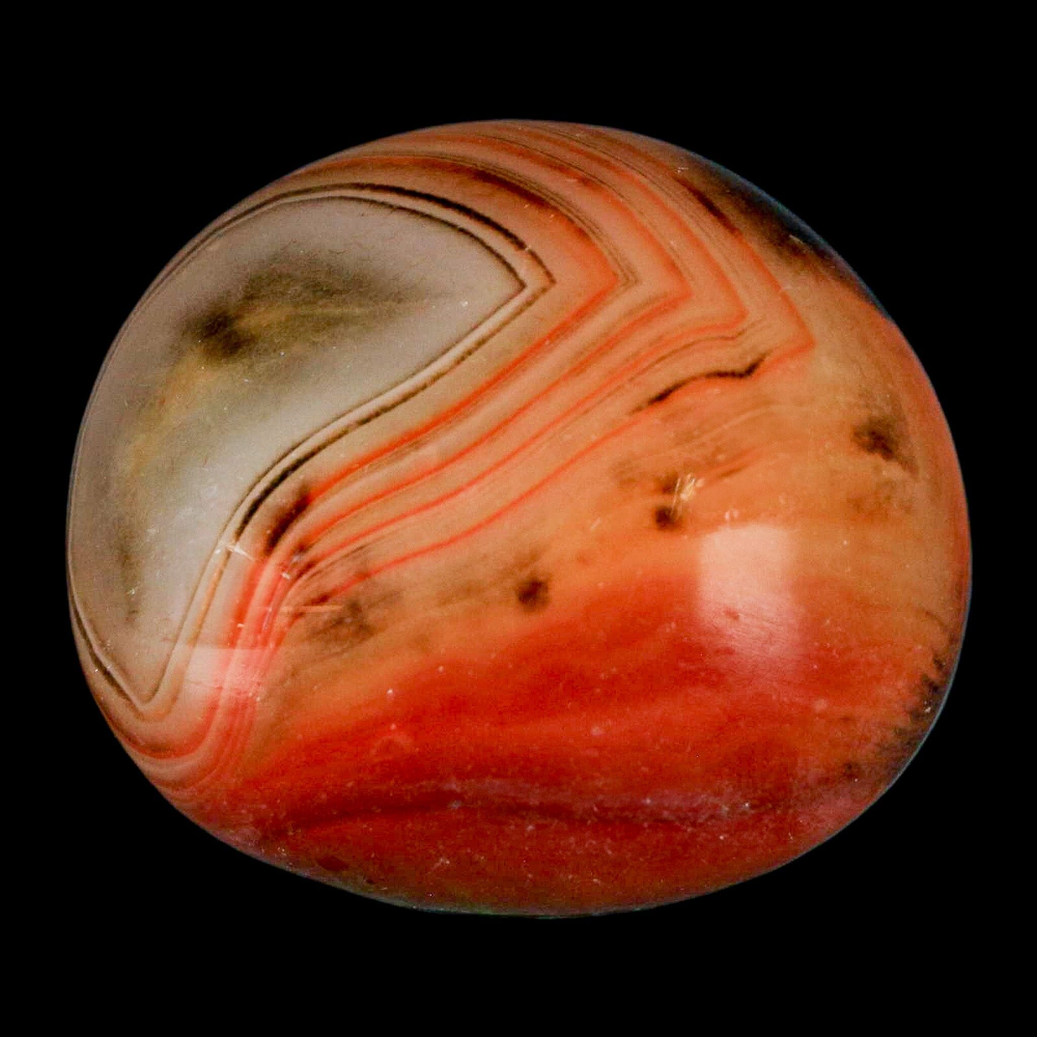 1.7" Natural Polished Red Silk Banded Agate Chalcedony Mineral Specimen - Fossil Age Minerals