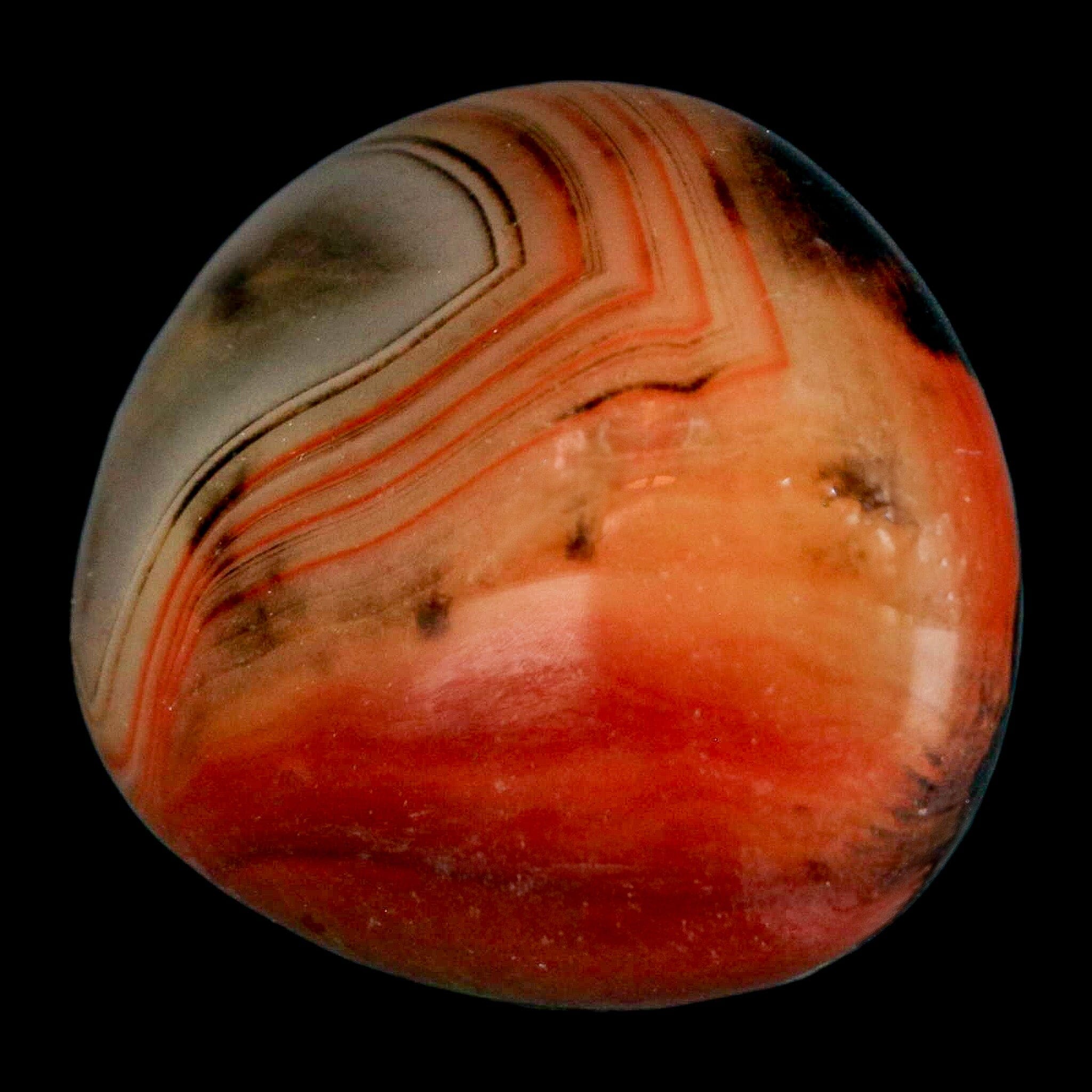 1.7" Natural Polished Red Silk Banded Agate Chalcedony Mineral Specimen - Fossil Age Minerals