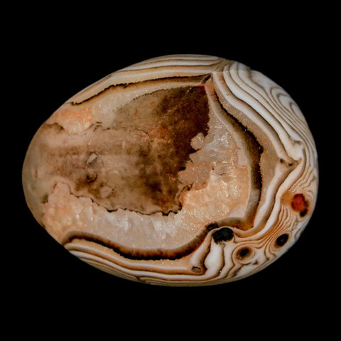 1.7" Natural Polished Red Silk Banded Agate Chalcedony Mineral Specimen - Fossil Age Minerals