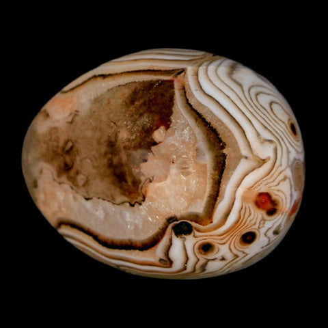 1.7" Natural Polished Red Silk Banded Agate Chalcedony Mineral Specimen - Fossil Age Minerals