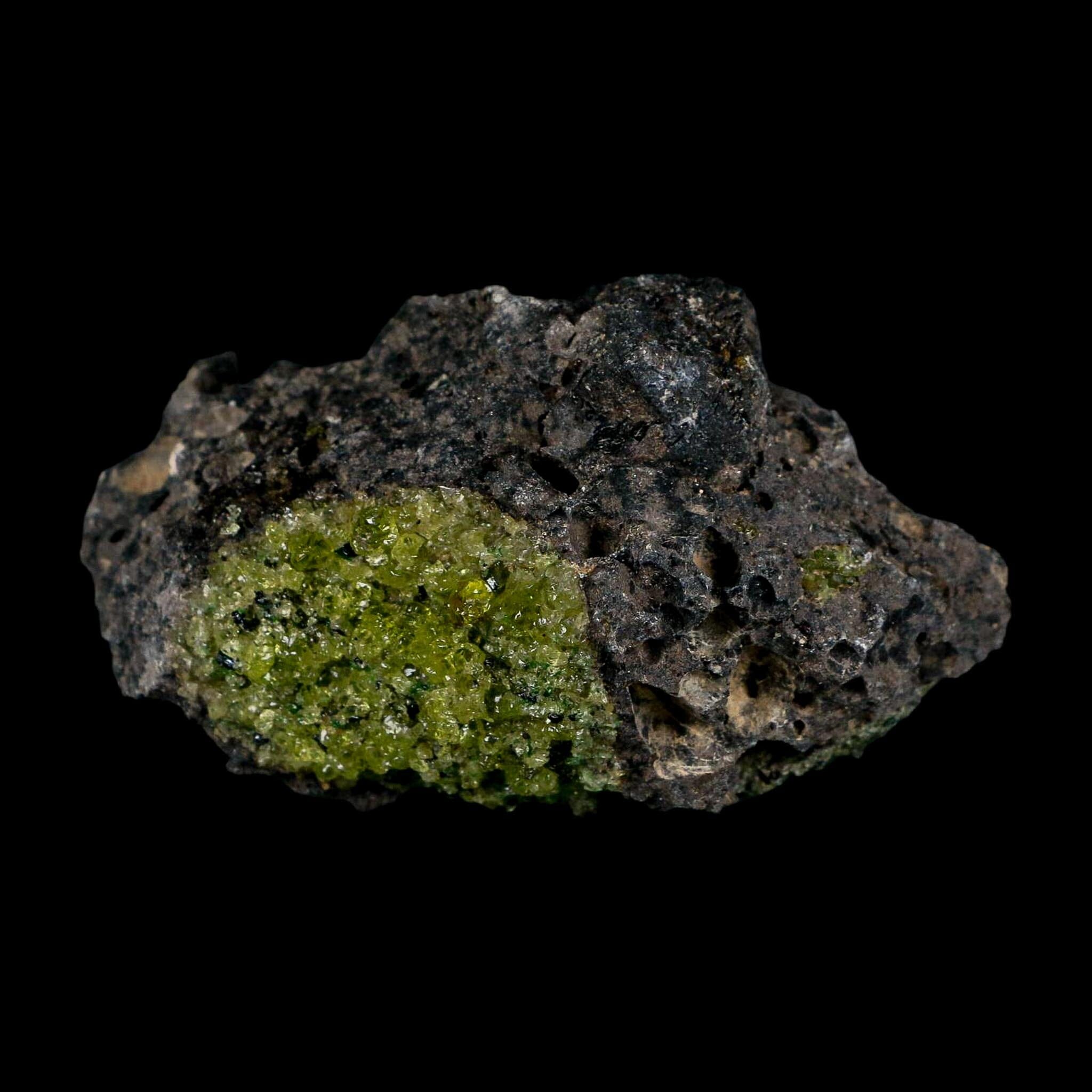3.2" Emerald Peridot Crystals, Chrome Diopside And Spinel On Volcanic Rock Gila, AZ - Fossil Age Minerals