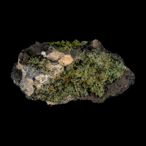 3.2" Emerald Peridot Crystals, Chrome Diopside And Spinel On Volcanic Rock Gila, AZ - Fossil Age Minerals