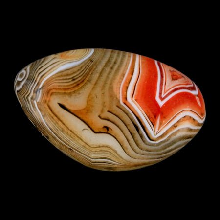 2.1" Natural Polished Red Silk Banded Agate Chalcedony Mineral Specimen