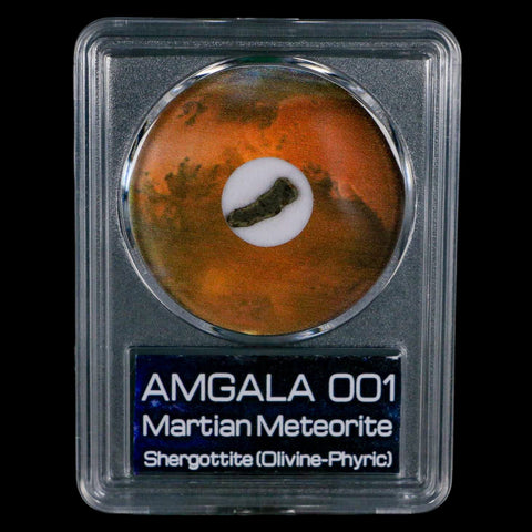 Mars Rock Martian Meteorite Amgala 001 Shergottite Olivine-Phyric COA And Display - Fossil Age Minerals