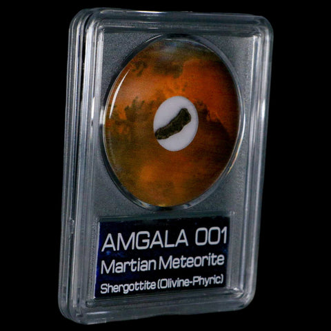 Mars Rock Martian Meteorite Amgala 001 Shergottite Olivine-Phyric COA And Display - Fossil Age Minerals