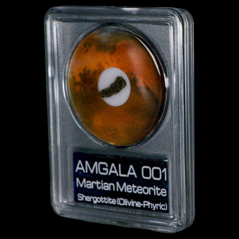 Mars Rock Martian Meteorite Amgala 001 Shergottite Olivine-Phyric COA And Display - Fossil Age Minerals