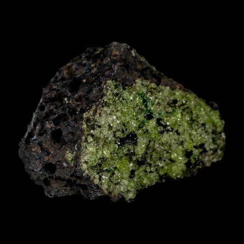 3.1" Emerald Peridot Crystals, Chrome Diopside And Spinel On Volcanic Rock Gila, AZ - Fossil Age Minerals
